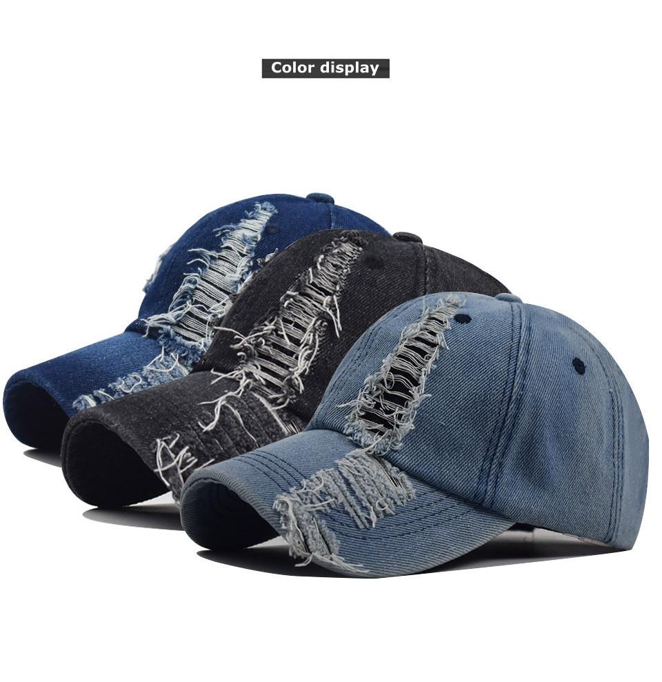 Trendy European American Style Distressed Denim Baseball Cap For Men And Women