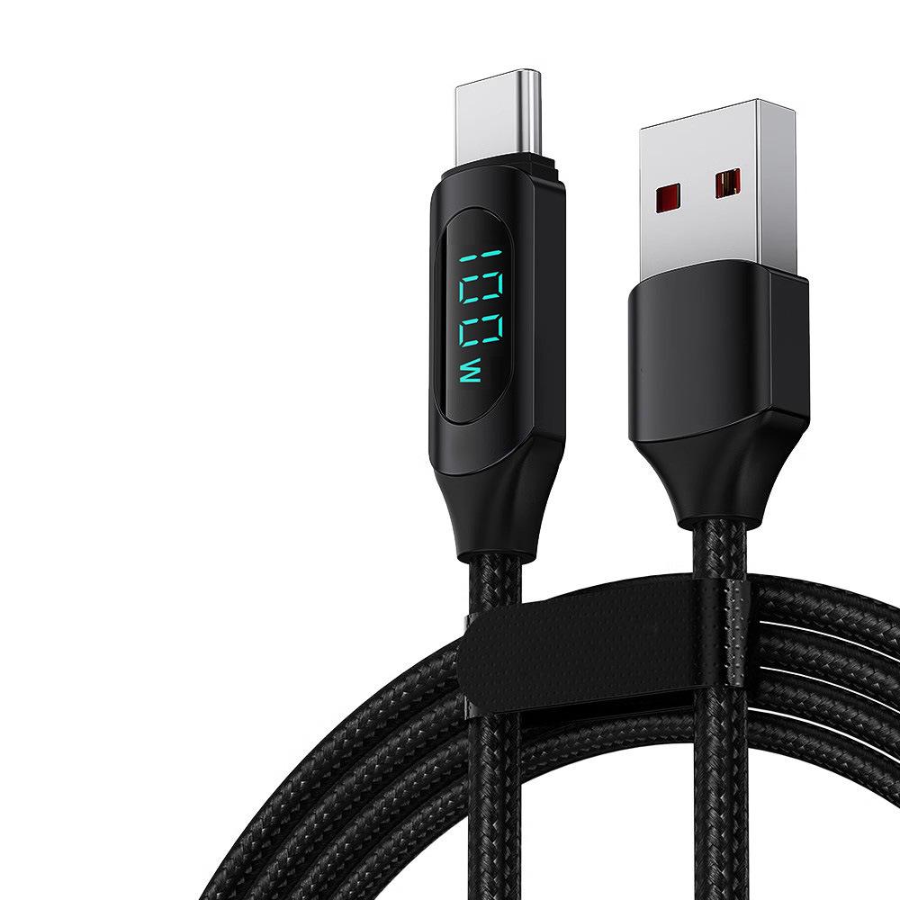 120W Super Fast Type-C Charging Cable with Digital Display for Apple 15/16 & Huawei Honor 6A