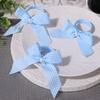 12Pcs Striped Bowknot Tie Napkin Rings Satins Fabric Pearls Embellishment Dining Table Decoration Desktop Accessories