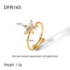 Europe and America INS Luxury Light Luxury Color Zircon Ring Plated with 18K Gold Stainless Steel Flower Zircon Opening Ring