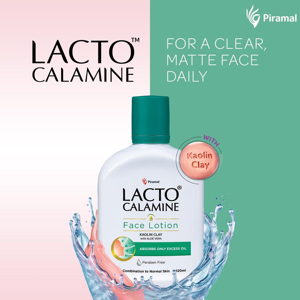 Lacto Calamine Face Lotion Kaolin Clay & Aloe Vera 60ml Pack of 2 Daily Moisturizer for Combination Normal Skin Controls Oil