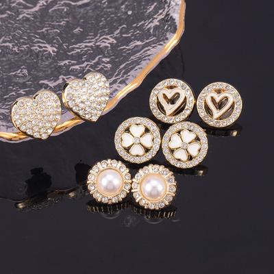 10 Pieces 10-13mm Small Buttons Woman's Blouse Decorative Buttons Shiny Fine Rhinestone Metal Shank Buttons