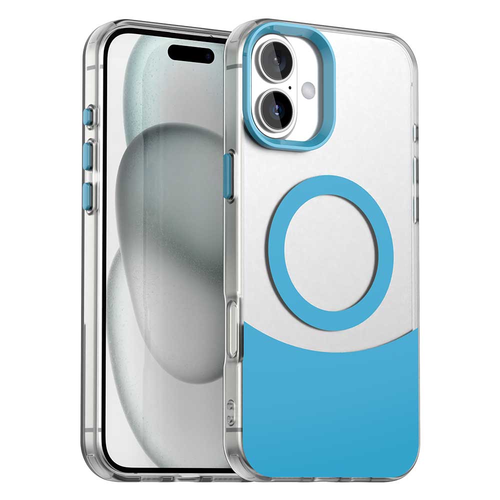 For iPhone 16 Plus Case Compatible with MagSafe Color Splicing IMD TPU+PET+PC Mobile Cover A