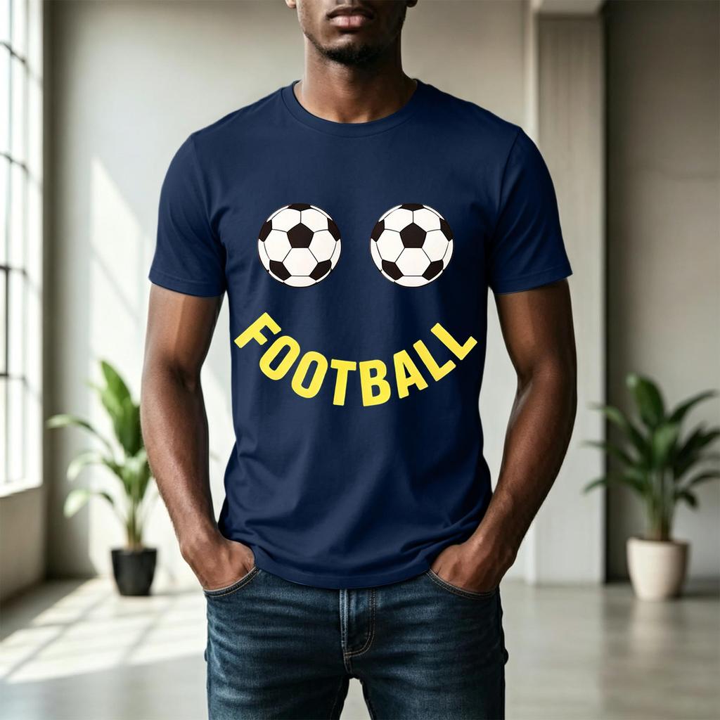 Men's Short Sleeve Crew Neck T-Shirt with Football Print Graphic Casual Fit Comfortable Soft Fabric Lightweight Design