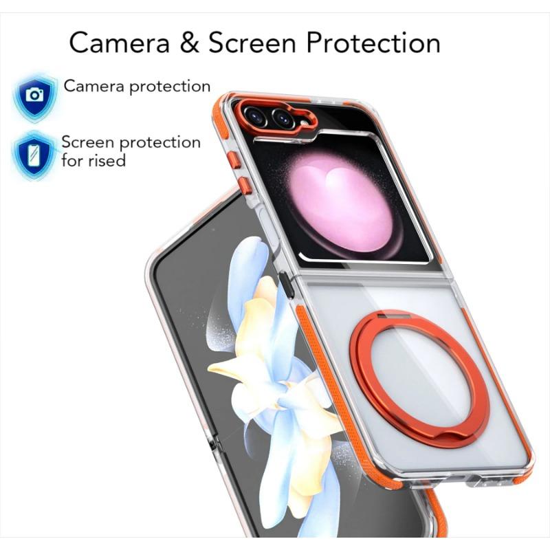 360° drehbarer Ringhalter Magnetische Handyhülle Handyhülle für Samsung Galaxy Z Flip 6 Flip6 5G Transparente stoßfeste Hülle
