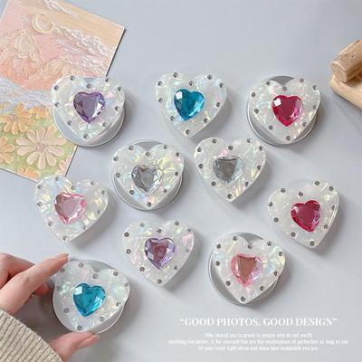 Rhinestone Heart Mobile Airbag Holder with Magnetic Adhesive