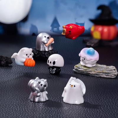 Halloween Geist Dekoration Schädel Kürbis Engel Kerze Geist Action Figur Hand Micro Landschaft Desktop Harz Dekoration