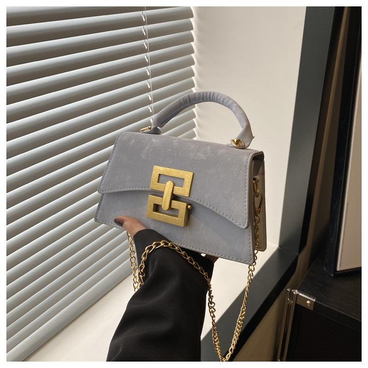 New trend retro women's casual fashion chain lock texture crossbody shoulder small square bag