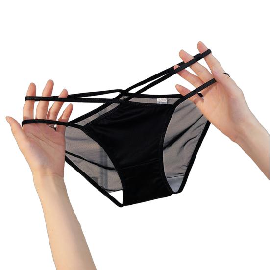 

G-String Thongs for Women Strappy Cheeky Sexy Underwear Low Waist Sheer See Through Panties Ladies M чорний