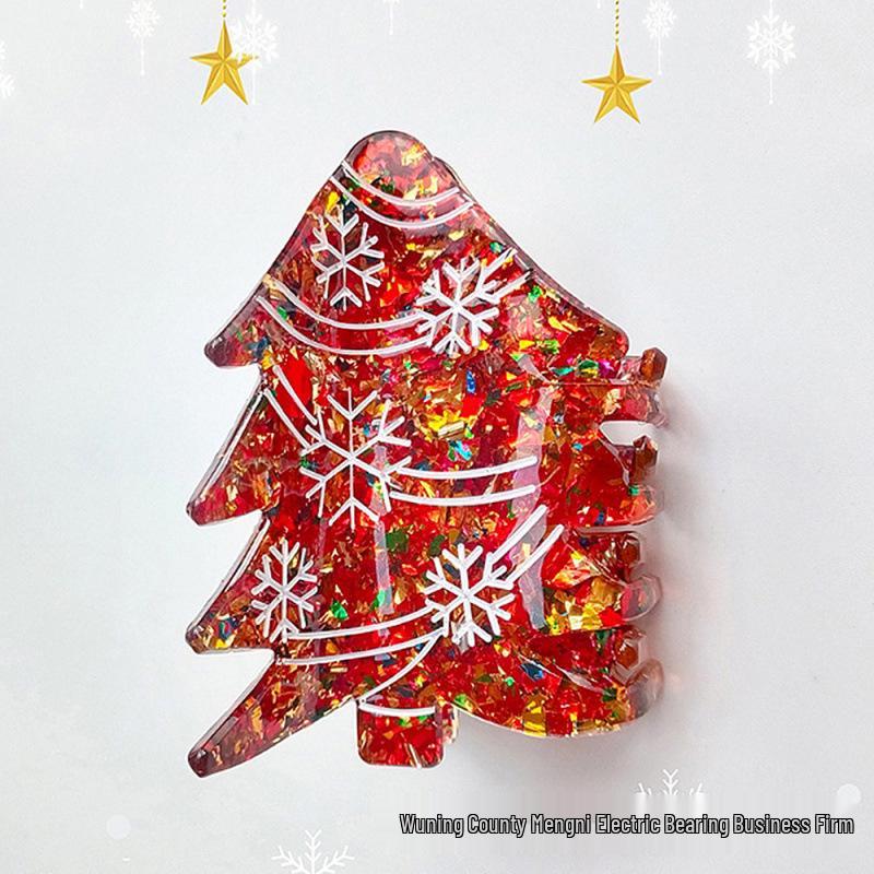 Festive Cross-Border Holiday Hair Clips: Acrylic Christmas Shark Claws for Women s Party Updos