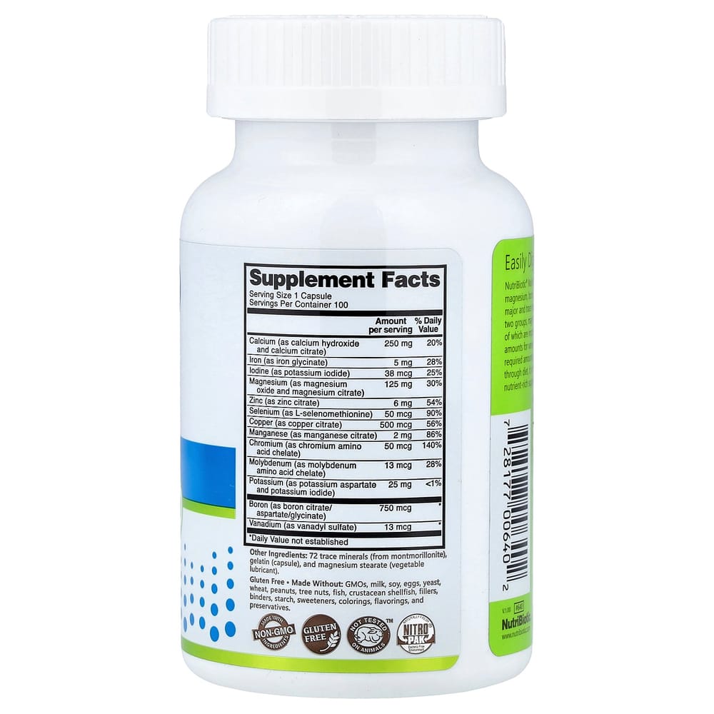 NutriBiotic Essential Multi Mineral Gluten-Free Capsules, 100 Count