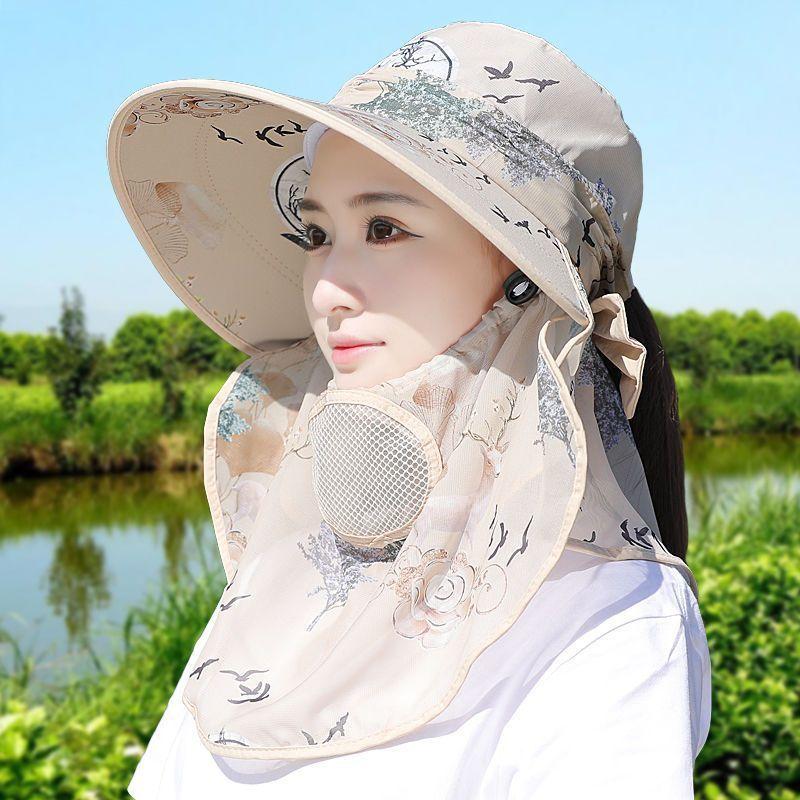 Lightweight Breathable Hat, Ice Silk Cotton Hemp Sunscreen Sun Hat, Anti-ultraviolet Hat, Can Leak The Ponytail Sunscreen Mask Neck Guard As A Whole
