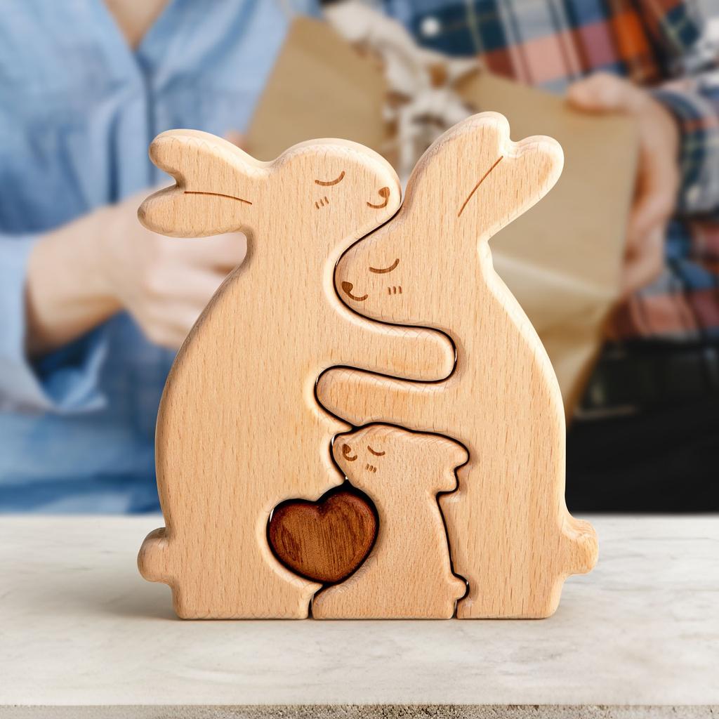 Osterdeko Holzprodukte Serie Ornamente Tier Hase Familie Elefant Herzförmige Holzornamente