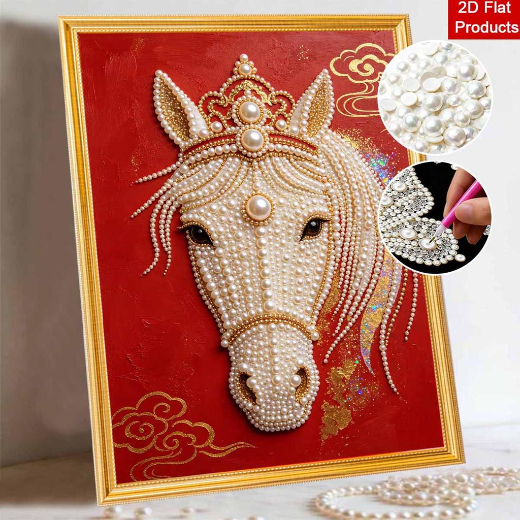 DIY Pearl Diamond Art Painting kits for Adult and Beginners, Majestic Horse Sparkling Painting Craft Home Wall Decor handmade Gift