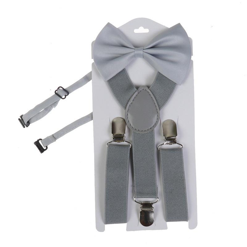 Kids Braces Bow Tie Set, 2.5cm Elastic Adjustable 60cm Y-Back Clip-on Suspenders, Formal Classic Pre-Tied Bowties for 1-9 Years Olds Boys Girls
