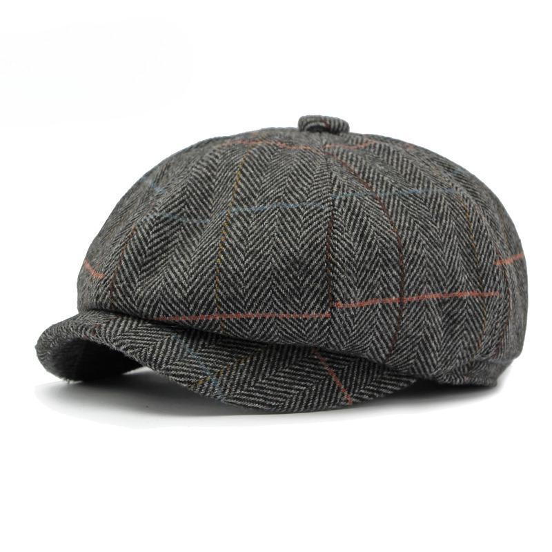 2025 New Autumn Winter British Retro Octagonal Hat Men Women Newsboy Cap Classic Herringbone Plaid Cabbie Hat Fashion Painter Cap Gatsby Style