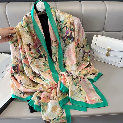 Design Scialle di Seta Satinata Hijab Sciarpa Moda Donna Estivo Protezione Solare Stola da Spiaggia Avvolgente Bufanda Fazzoletto da Testa Femminile Echarpe Nuovo
