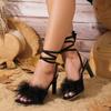 Women's Shoes 2025 Brand Lace-up Women's Sandals Plus Size Solid Dress Sandals Women Summer Open toe Heeled Sandals
