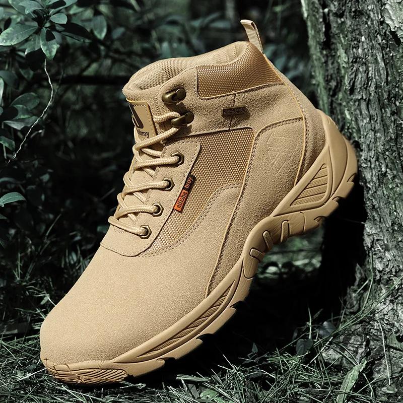 Men Tactical Boots Hiking Shoes Plus Size Boot Motorcycle Climbing Shoes Training Waterproof Outdoor Military Brand Ankle Casual