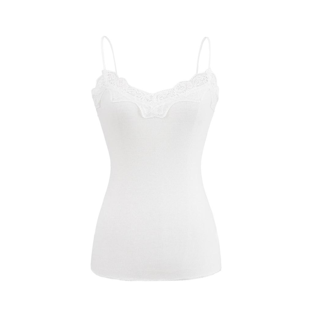 2025 Spring/Summer Elegant Wavy Lace V-Neck Spaghetti Strap Slimming Top