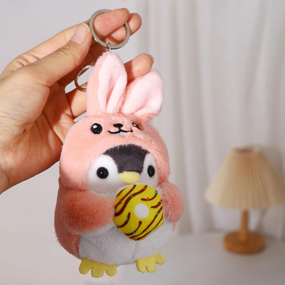 Design PP Cotton Donut Plush Key Chain Korean Style Key Buckle Penguin  Pendant Women Key Holder