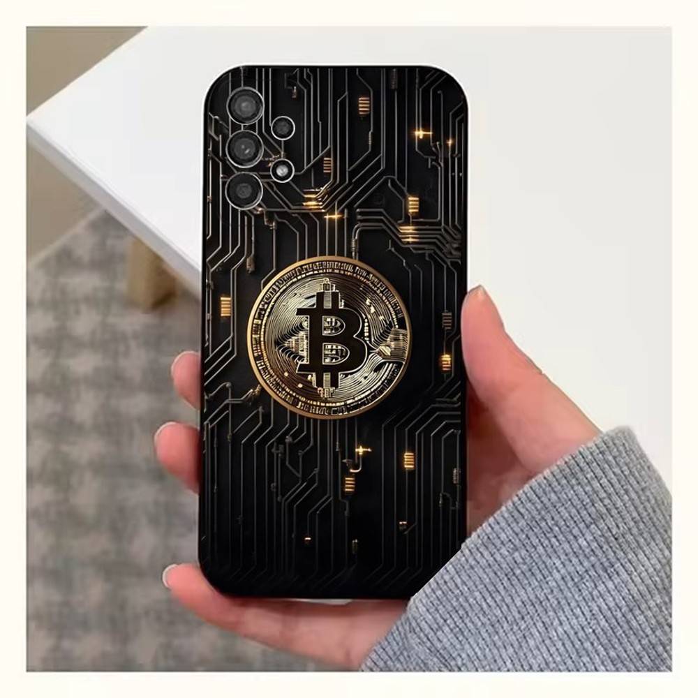 Bitcoin Digital Currency Phone Case For Samsung S22,S21,S20,S10,S9,S25,S24,S23,Ultra,FE,Plus,Lite,Soft Silicone Black