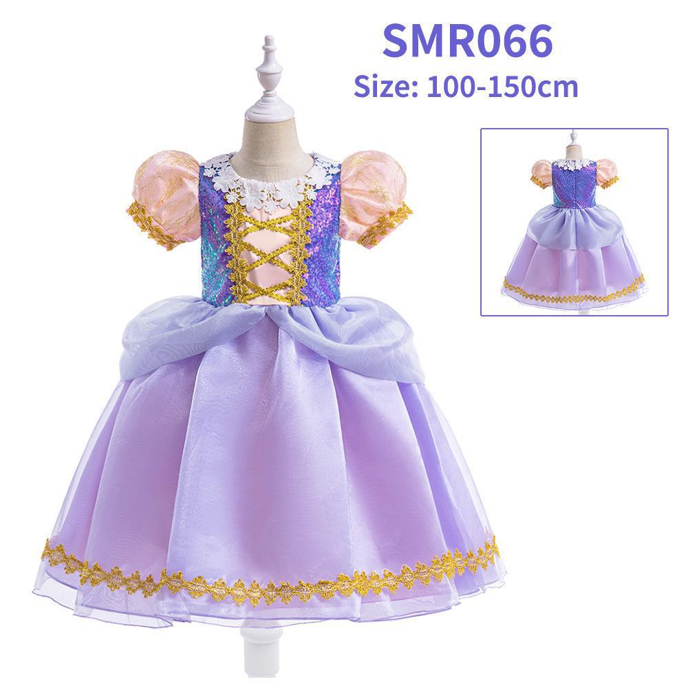 Rapunzel Princess Dress - Girls' Satin Mesh Evening Gown Cosplay Costume