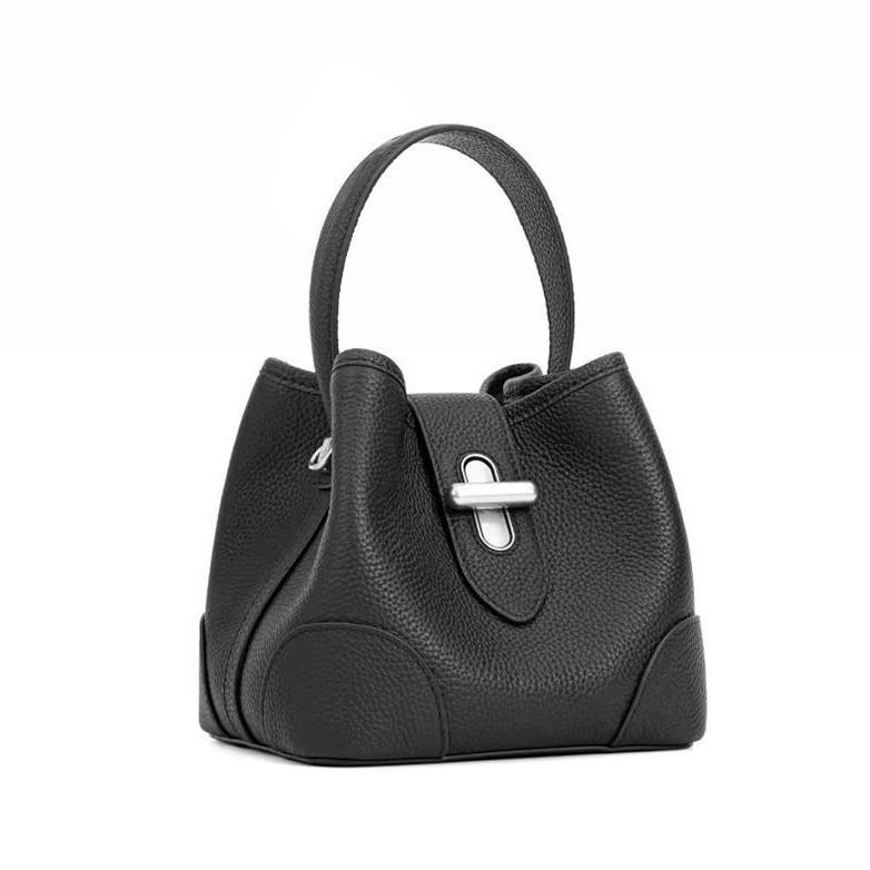 Korean Niche Genuine Leather Bucket Bag, Niche Versatile Large Capacity Handbag, Commuting Single Shoulder Armpit Crossbody Bag