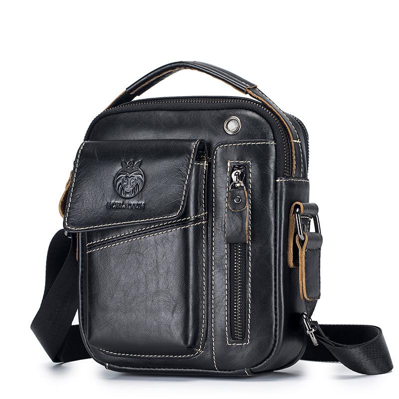 

Мужская ретро-сумка кроссбоди Lion Layton из натуральной коровьей кожи - Стильная и компактная для повседневного использования чёрный