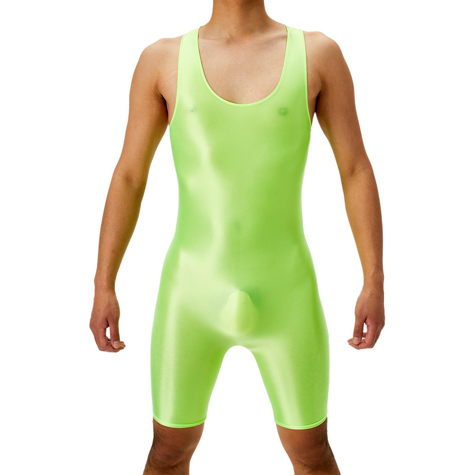 

Чоловіче Масло Блискуче Борцівське Трико з Круглим Вирізом, Боксери, Суцільний Комбінезон для Атлетичних Спортивних Змагань, Тренувань у Залі флуоресцентний жовтий колір