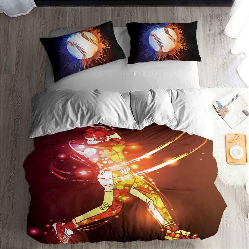 Baseball Three-Piece Quilt Cover Digital Printing Bedding Set Bed Cover