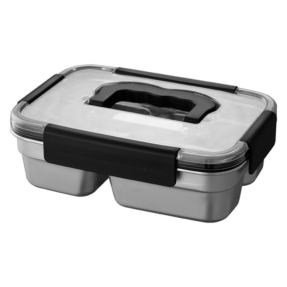 1800ml Stainless Steel Lunch Box Double Layer Insulated Leakproof Container With Handle Food Preservation For Work School Picnic чёрный