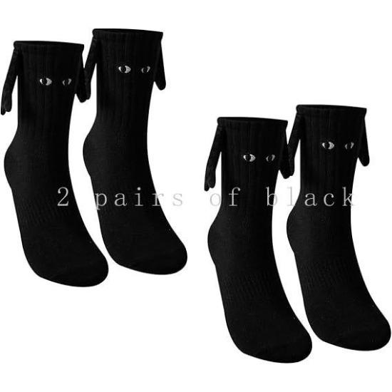 Couple socks magnetic hand in hand for a lifetime Halloween socks black white unisex hand in hand good friend socks