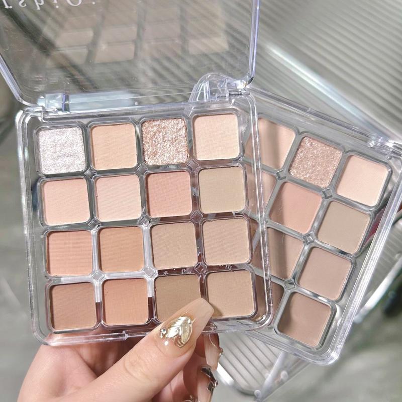 16 Color Matte Shimmer Eyeshadow Palette Earth Tones Low Saturation Highly Pigmented Long Lasting Makeup Set