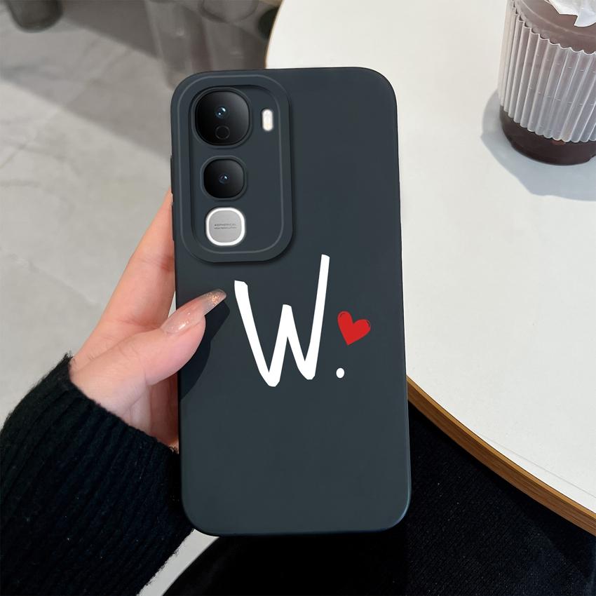 For Vivo Y400 Pro Y100 Y200e Y02 Y03 Y04 Y28 Y29 Y29S Cute Art Letter Phone Case Lens Protection Liquid Silicone Shockproof Soft Covers For Vivo Shell