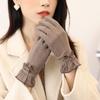 Women's Windproof Touch Screen Cycling Gloves - Velvet Cotton for Spring and Autumn