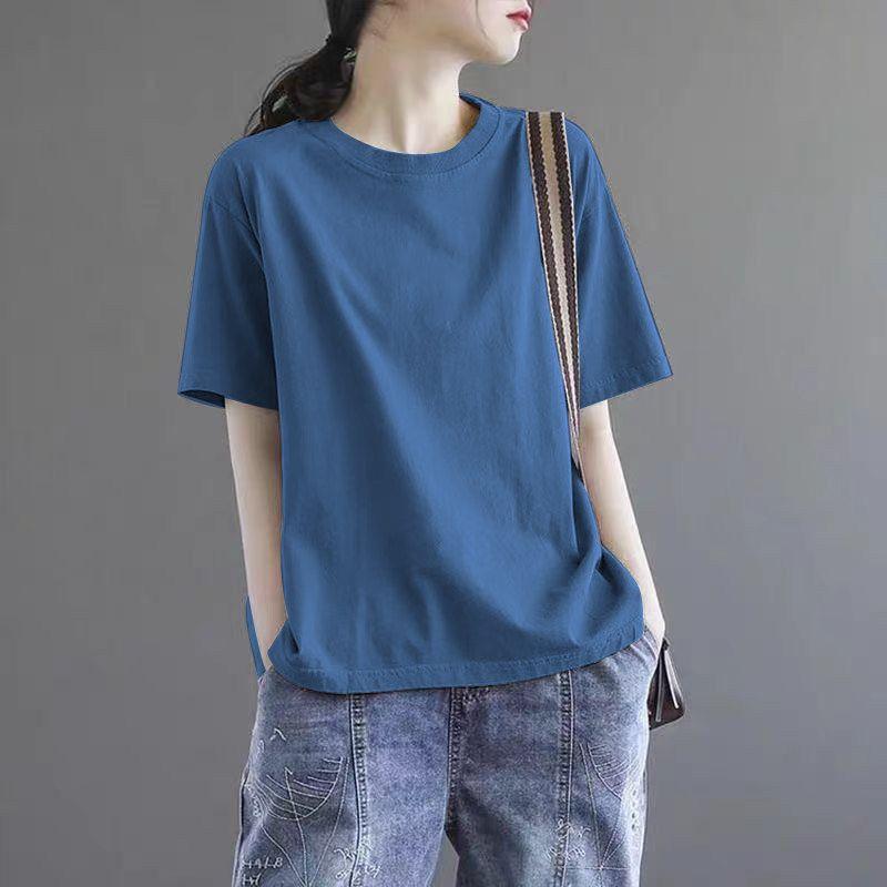 Brand Discount Store Genuine Goods Women Clothes Pure Cotton Short Sleeve Top Plus Size Loose Casual Print Summer T-shirt Tide