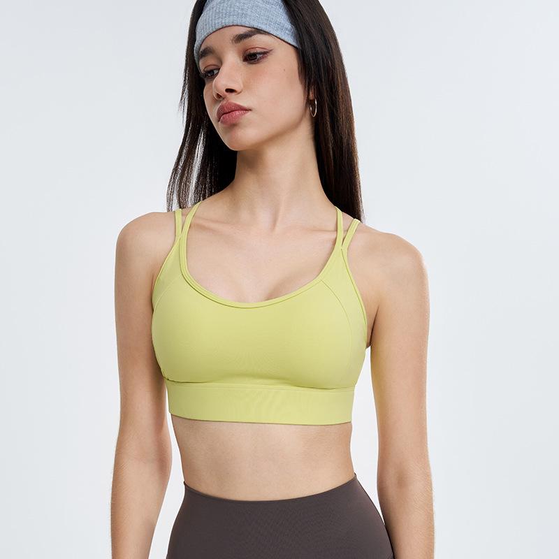 Women's Shockproof Sports Bra - Stylish Back Yoga Vest with Fixed Cup for Pilates and Fitness