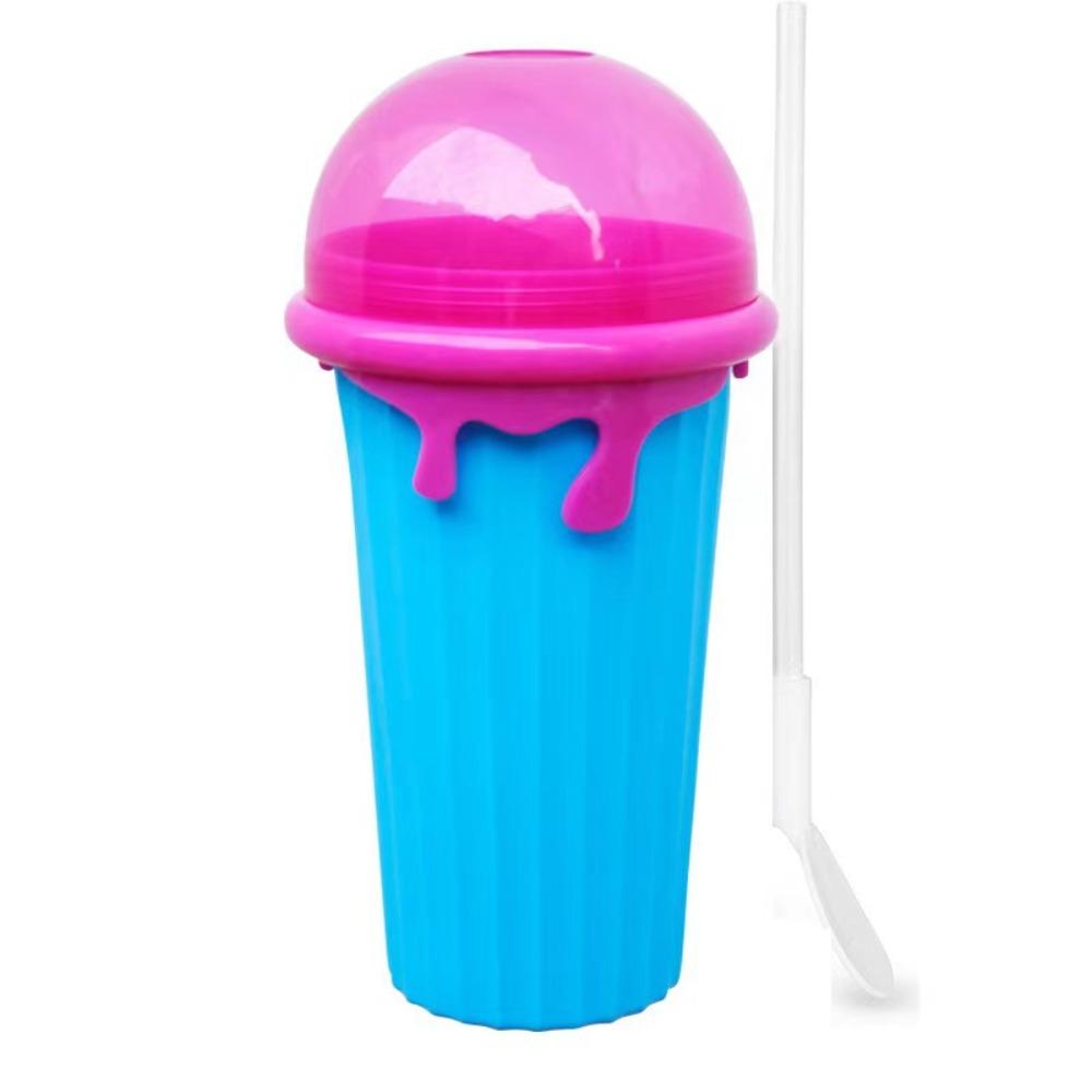 Ice Cream Shape Slushy Cup with Straw Spoon Smoothies Making Cup Homemade Squeeze Cup  Kids