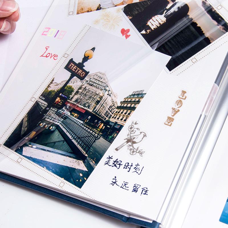 Fotoalbum Klar Film Luftisolering Stor Kapasitet DIY Gaver til Familie Bryllupsdag Blå