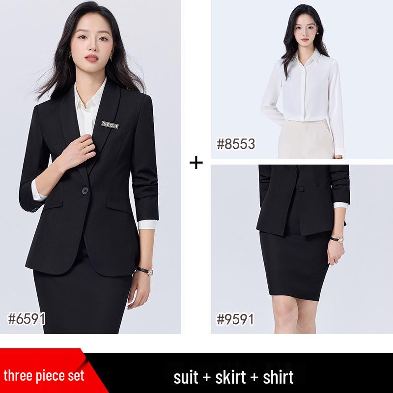 Women's Blue Suit Set for College Students: Spring/Autumn Interview & Professional Wear