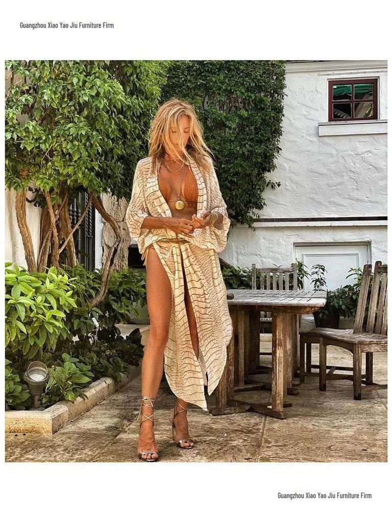 2026 Summer Plus Size Beach Chiffon Cardigan for Women - Printed, Sun Protection, Loose Fit for Vacation