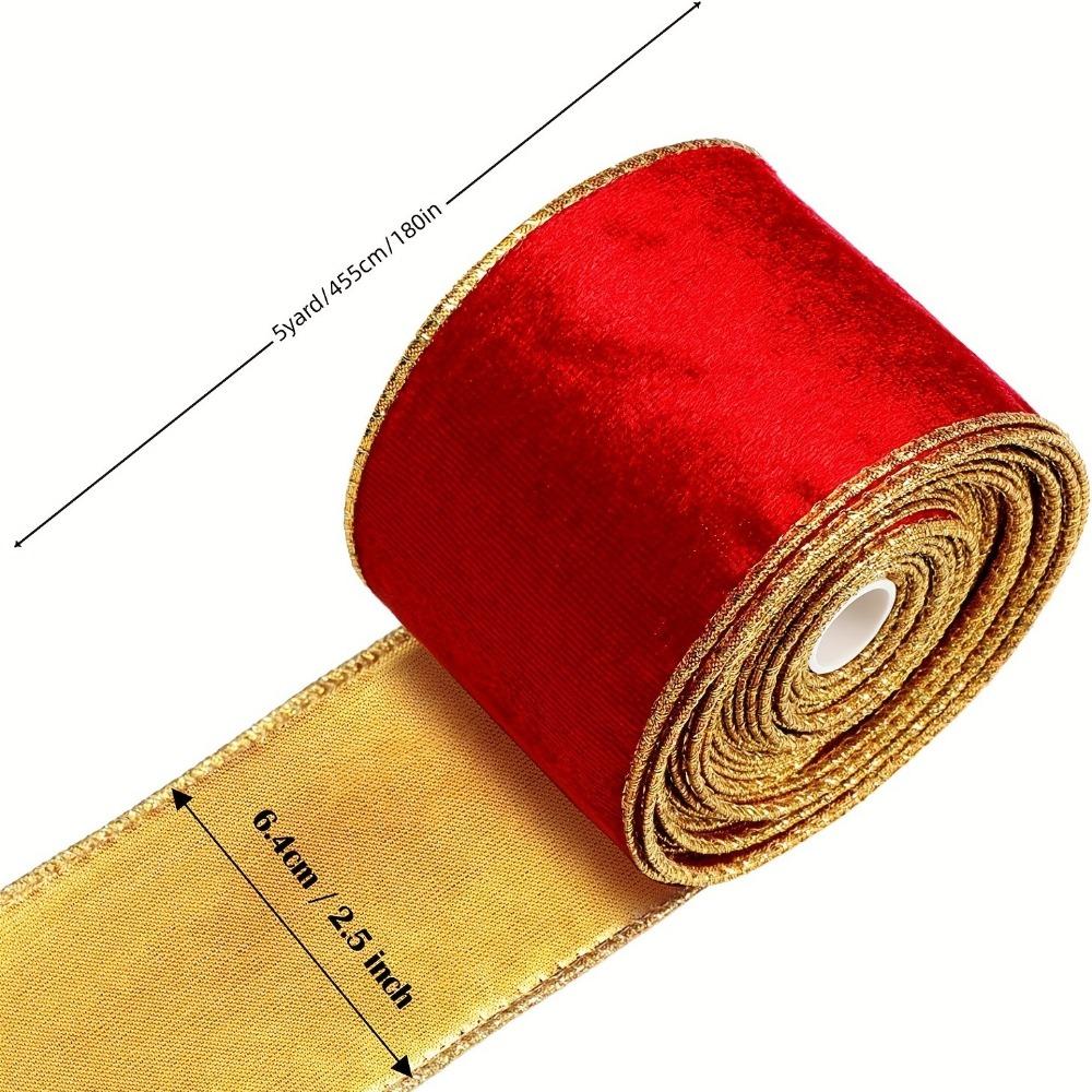 5 Yards Gold Trim Wired Ribbon Lightweight Fabric Swirl Ribbon New Christmas Gift Bow Ribbon