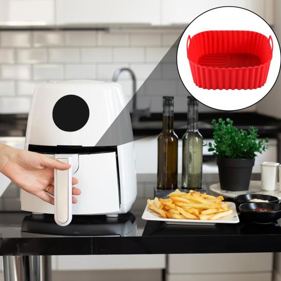 Food Grade Air Fryer Silicone Baking Tray Heat Resistant Thickened Non Stick Cake Pizza Pan