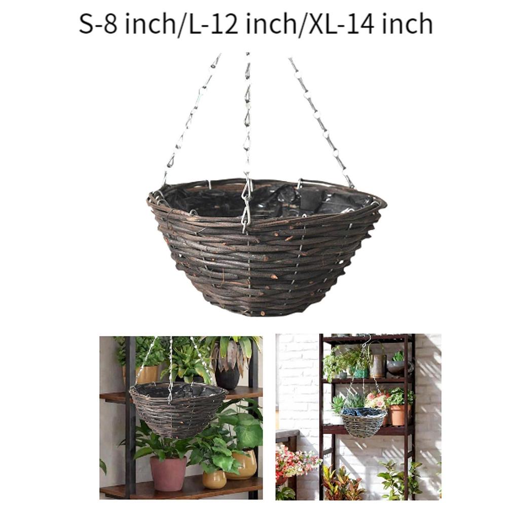 Rattan Flower Basket with Hanging Chain Wall for Party Doorway Window 8
