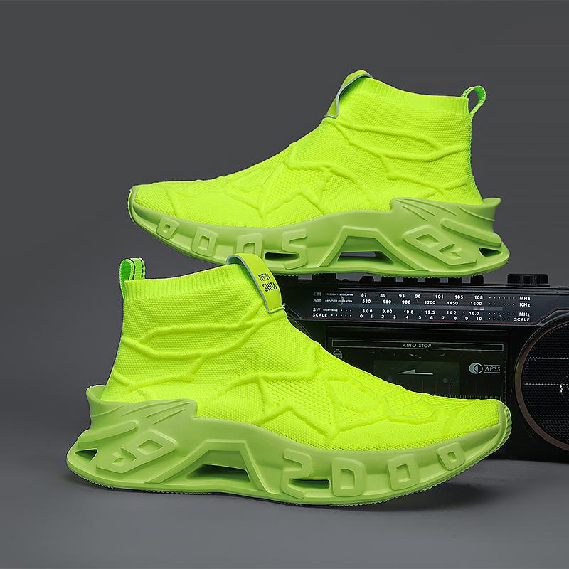 

YRZL Мужская обувь Удобные кроссовки для бега для мужчин Нескользящая обувь для ходьбы Увеличение роста Легкие кроссовки с высоким верхом для мужчин 46 зелёный