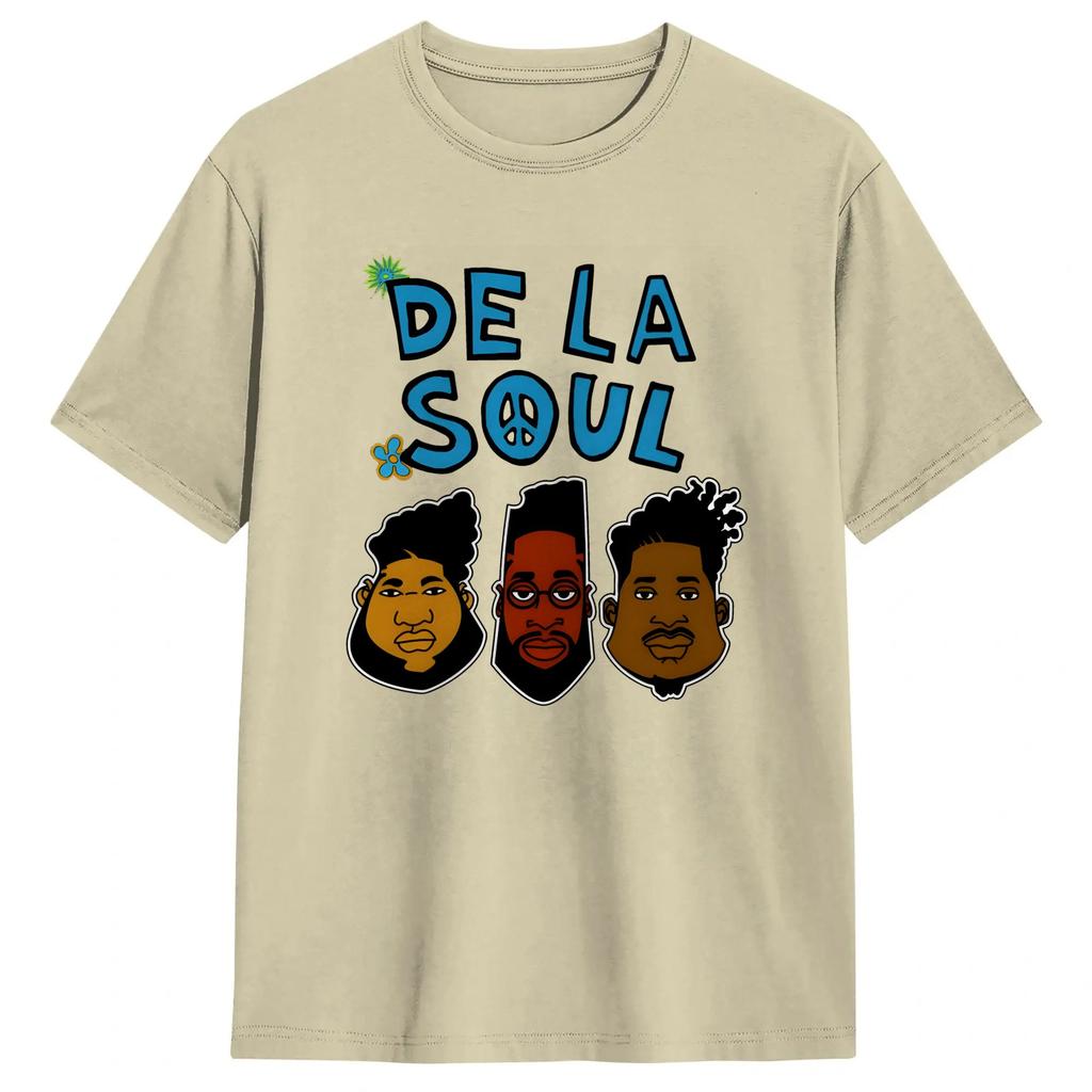 Hip Hop De La Soul Unisex T Shirts Vintage Tees Short Sleeve Round Neck TShirt 100 Cotton Classic Clothing