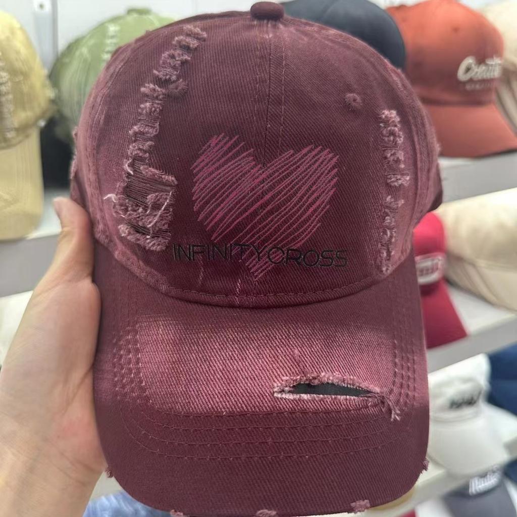 New Ripped Hand painted Baseball Cap for Men and Women Casual Sun Protection Hat Showing Face Small and Versatile Baseball Hat Trendy