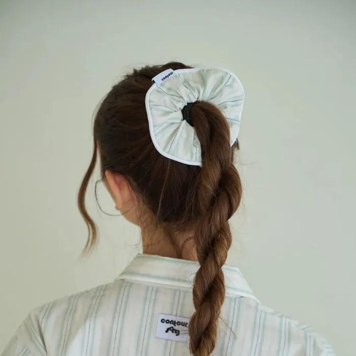 Mint piping hair scrunchie