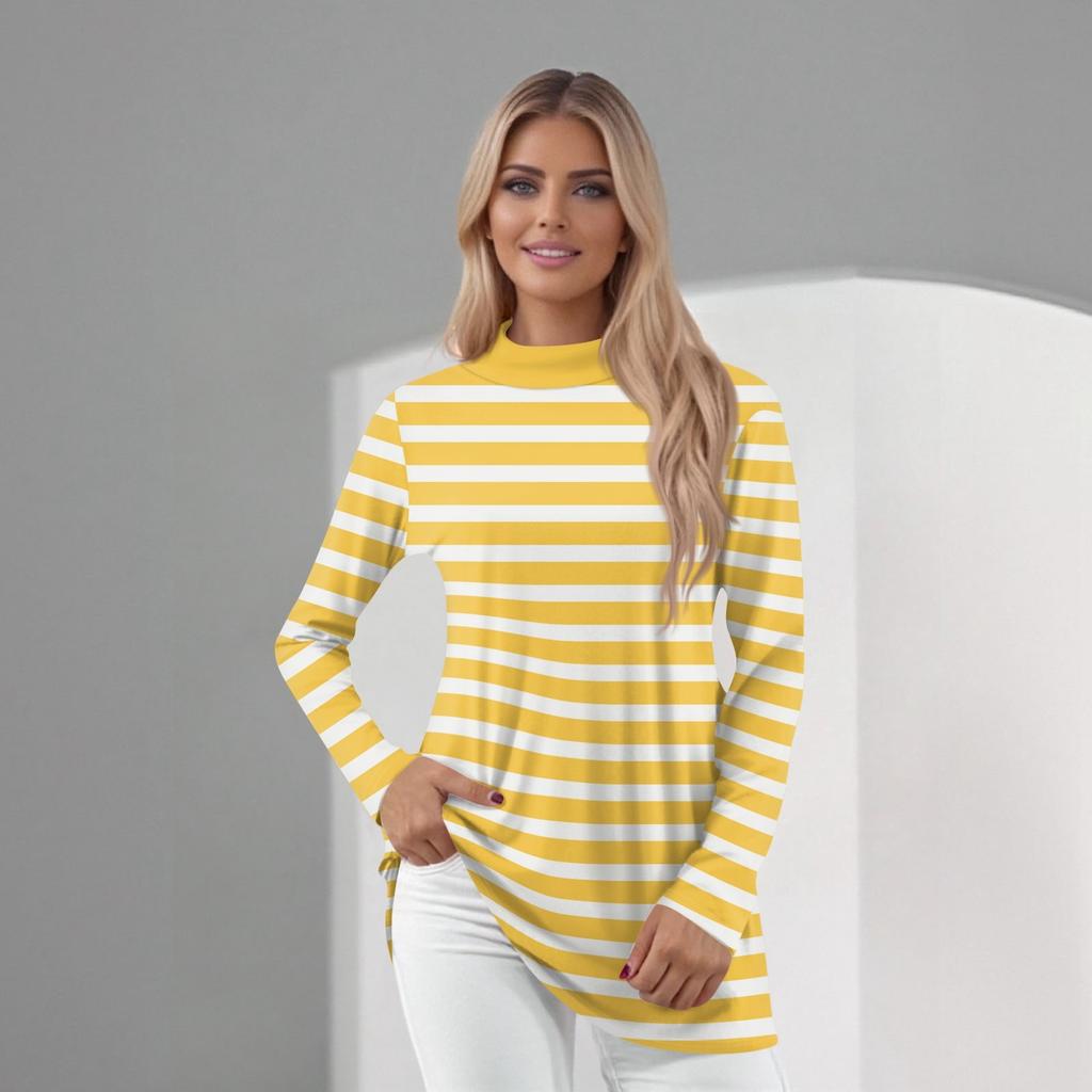 Women's Daily Casual Long Sleeve Mid Collar Top